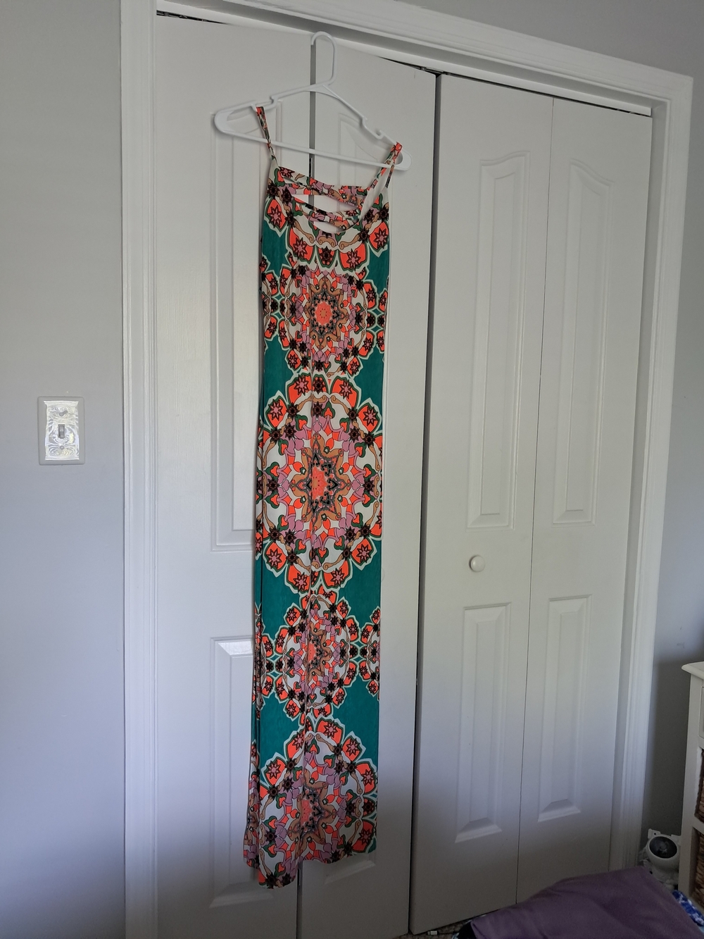 Fashion Nova White & Teal Floral Maxi Dress
